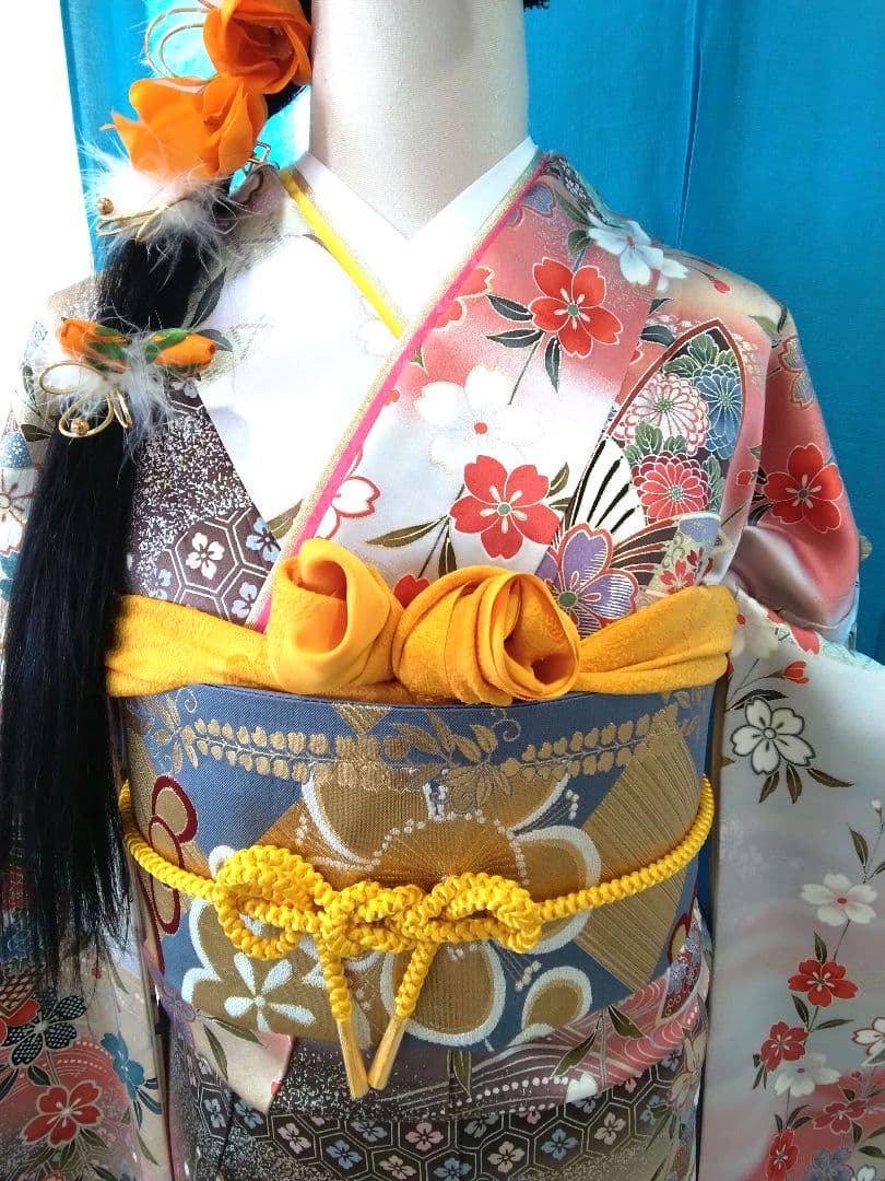 振袖フルセット、正絹振袖、成人式、重ね衿、帯揚げ帯締め、西陣袋帯、襦袢