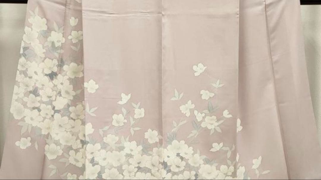 訪問着　手描き　草花文　正絹