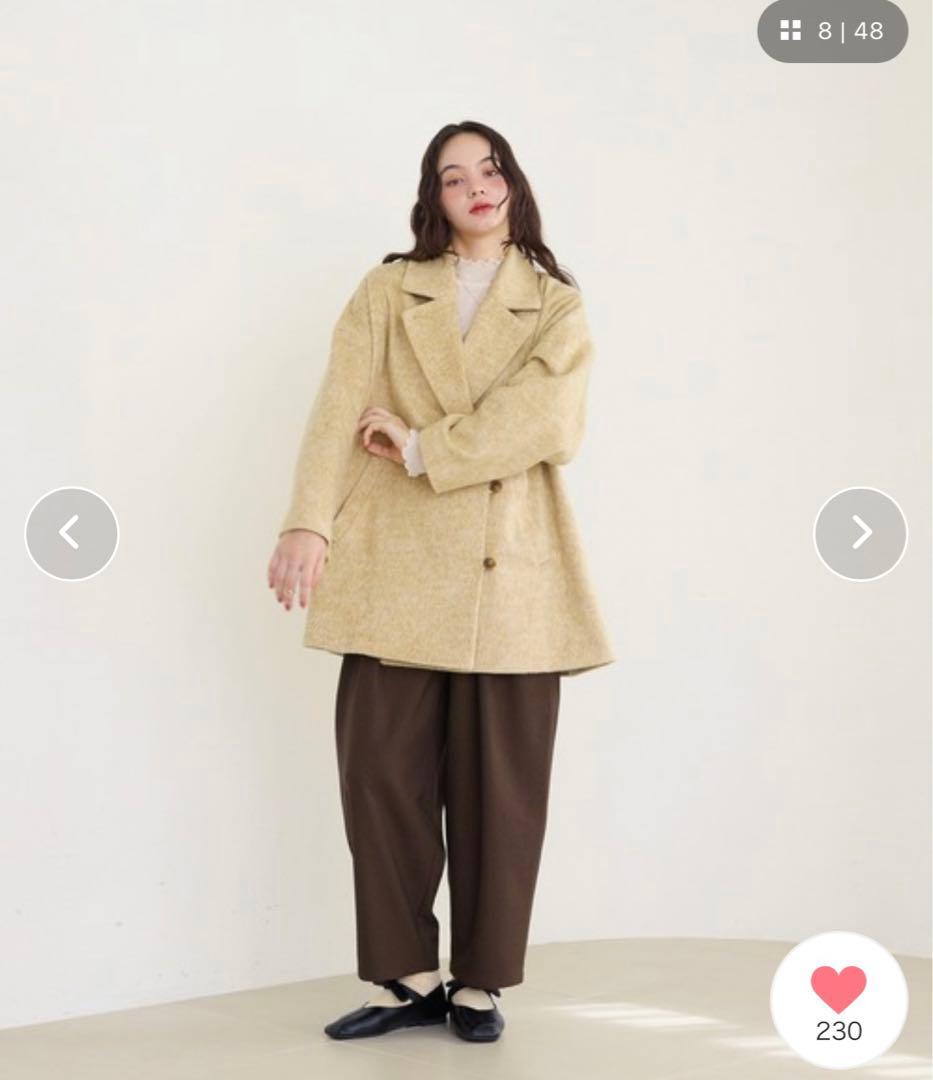 OLUN サイドボタンシャギーコート⭐︎ライトベージュ