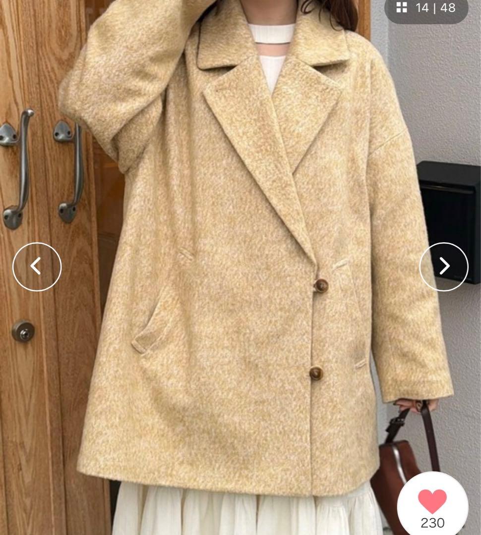 OLUN サイドボタンシャギーコート⭐︎ライトベージュ