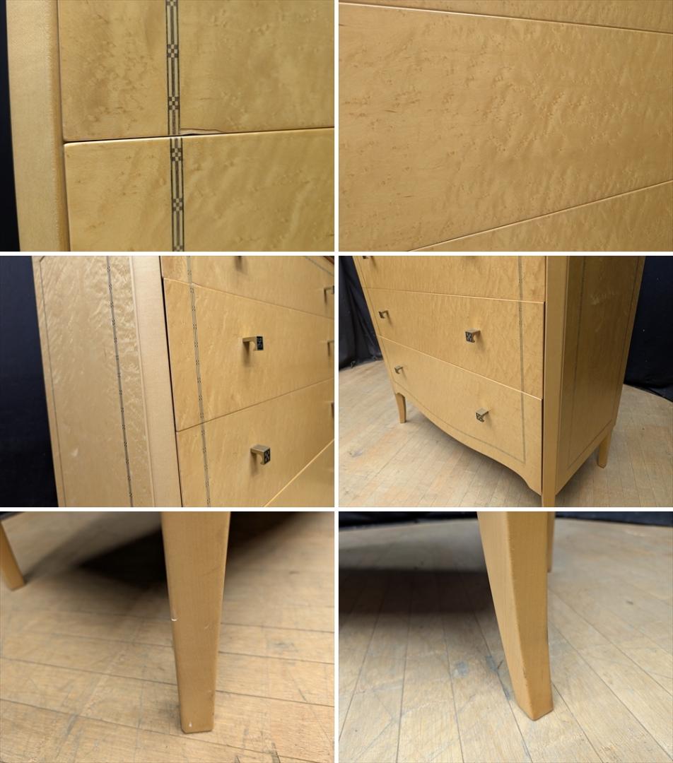 バーズアイ メープル　象嵌　リビングチェスト　整理箪笥　タンス　チェスト　たんす