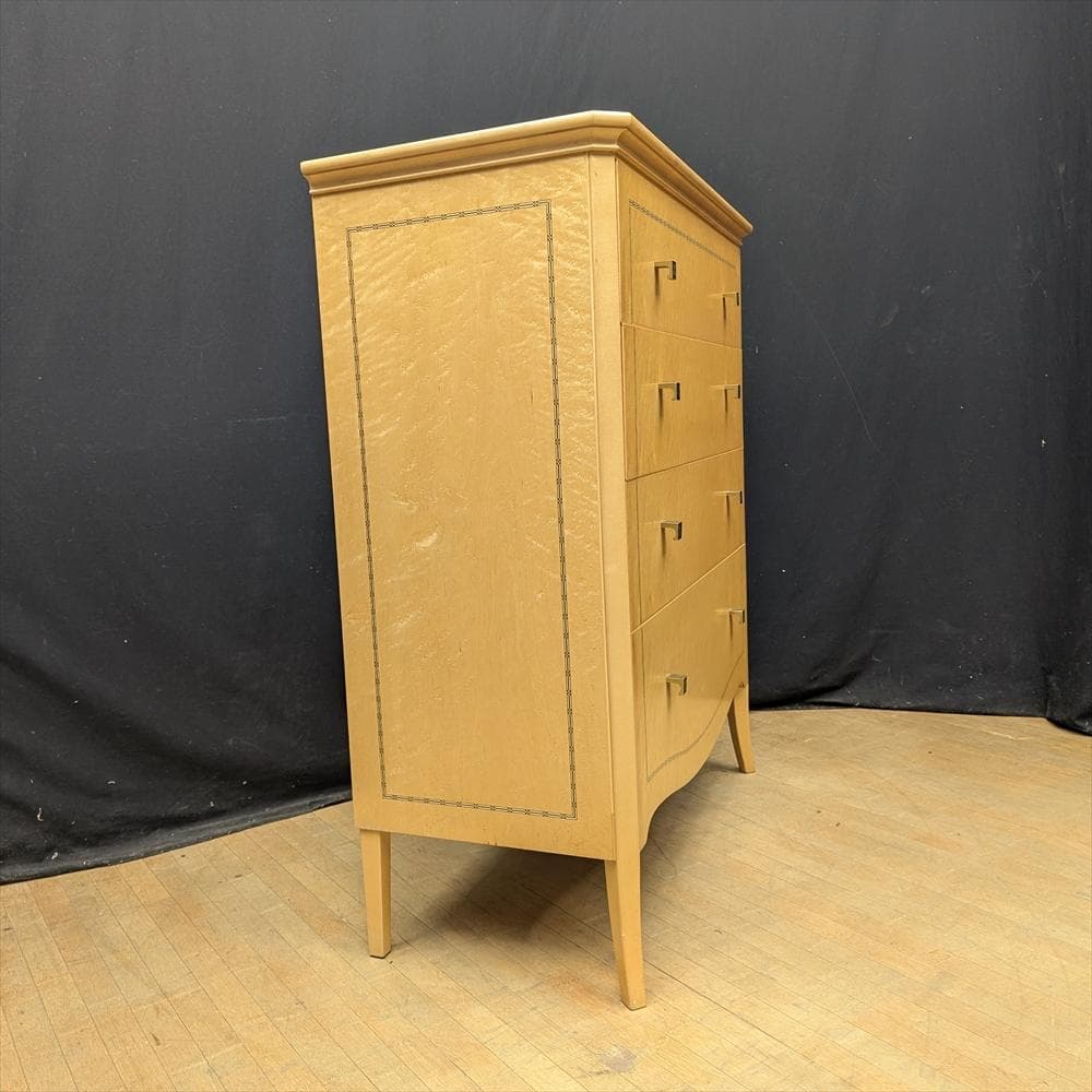 バーズアイ メープル　象嵌　リビングチェスト　整理箪笥　タンス　チェスト　たんす