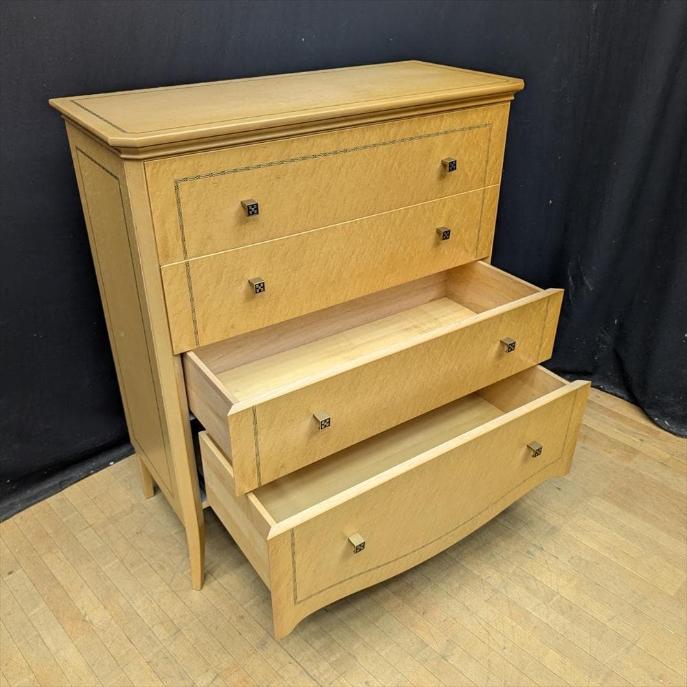 バーズアイ メープル　象嵌　リビングチェスト　整理箪笥　タンス　チェスト　たんす