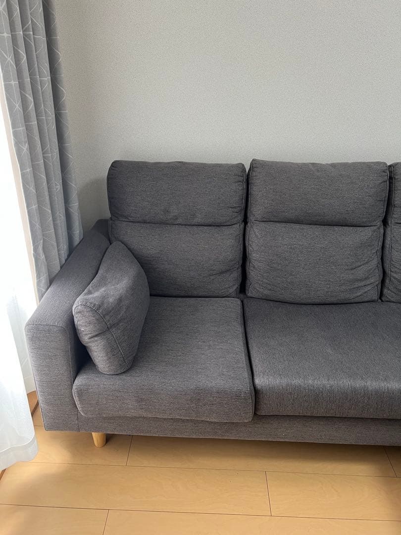 【山下雅裕】グレー ファブリックソファ 北欧風 ※オットマン別売り