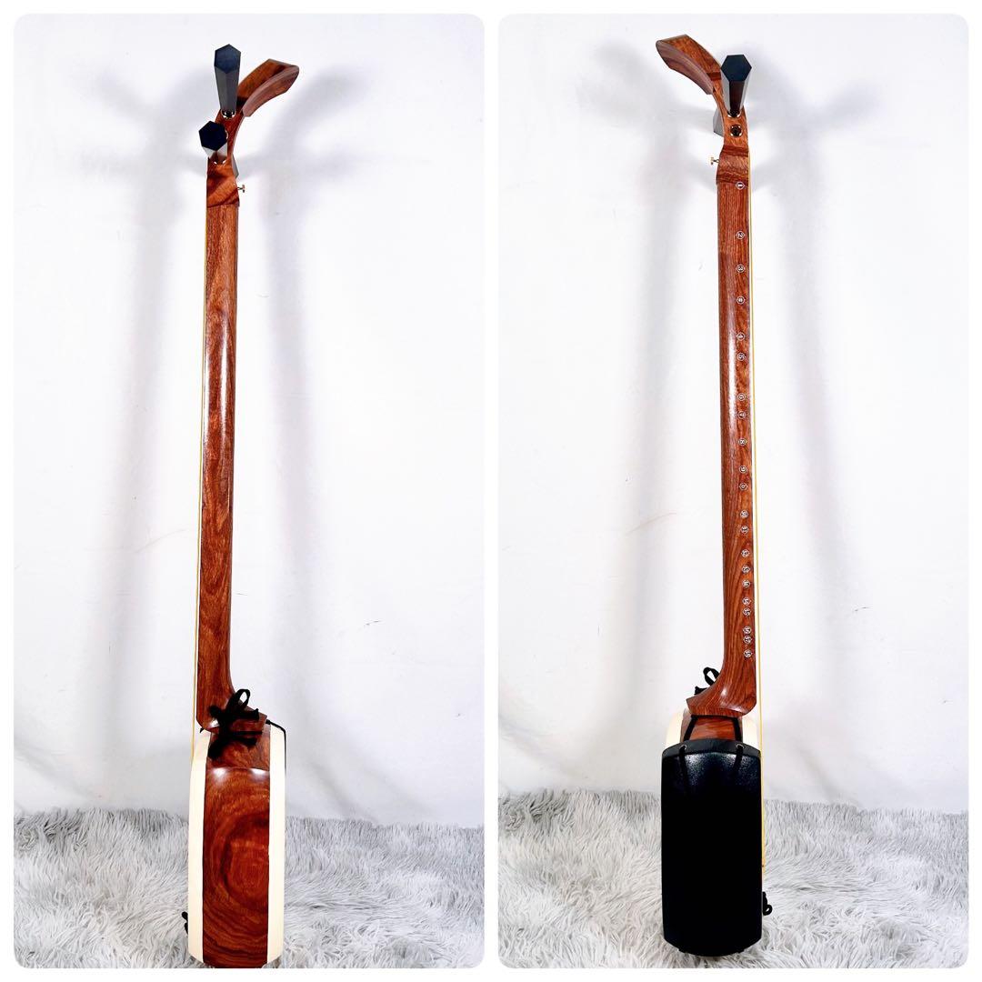 津軽三味線　花梨　太棹　東さわり付　皮やぶれなし　バチ　ケース付