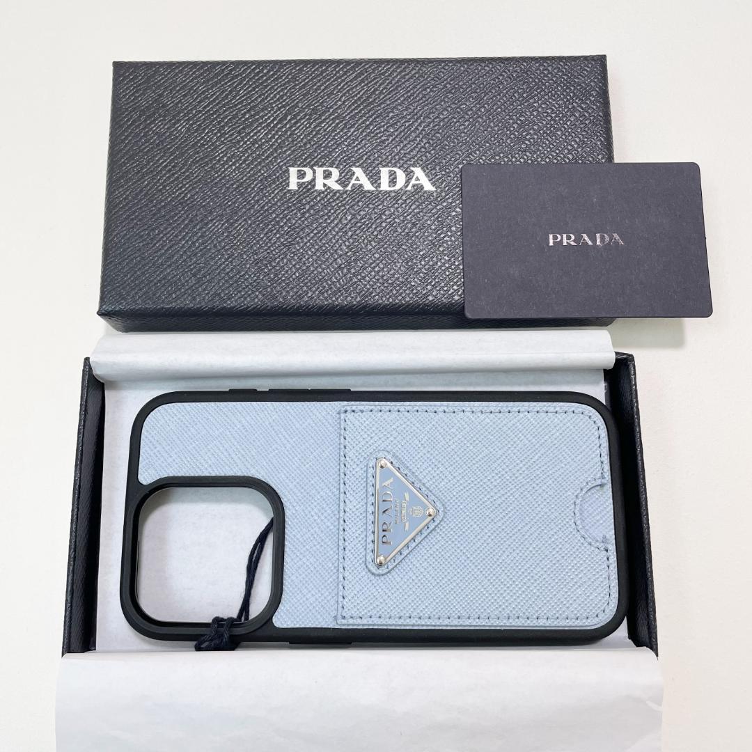 PRADA プラダ iPhone15 Pro ケース スマホケース 水色 ブルー