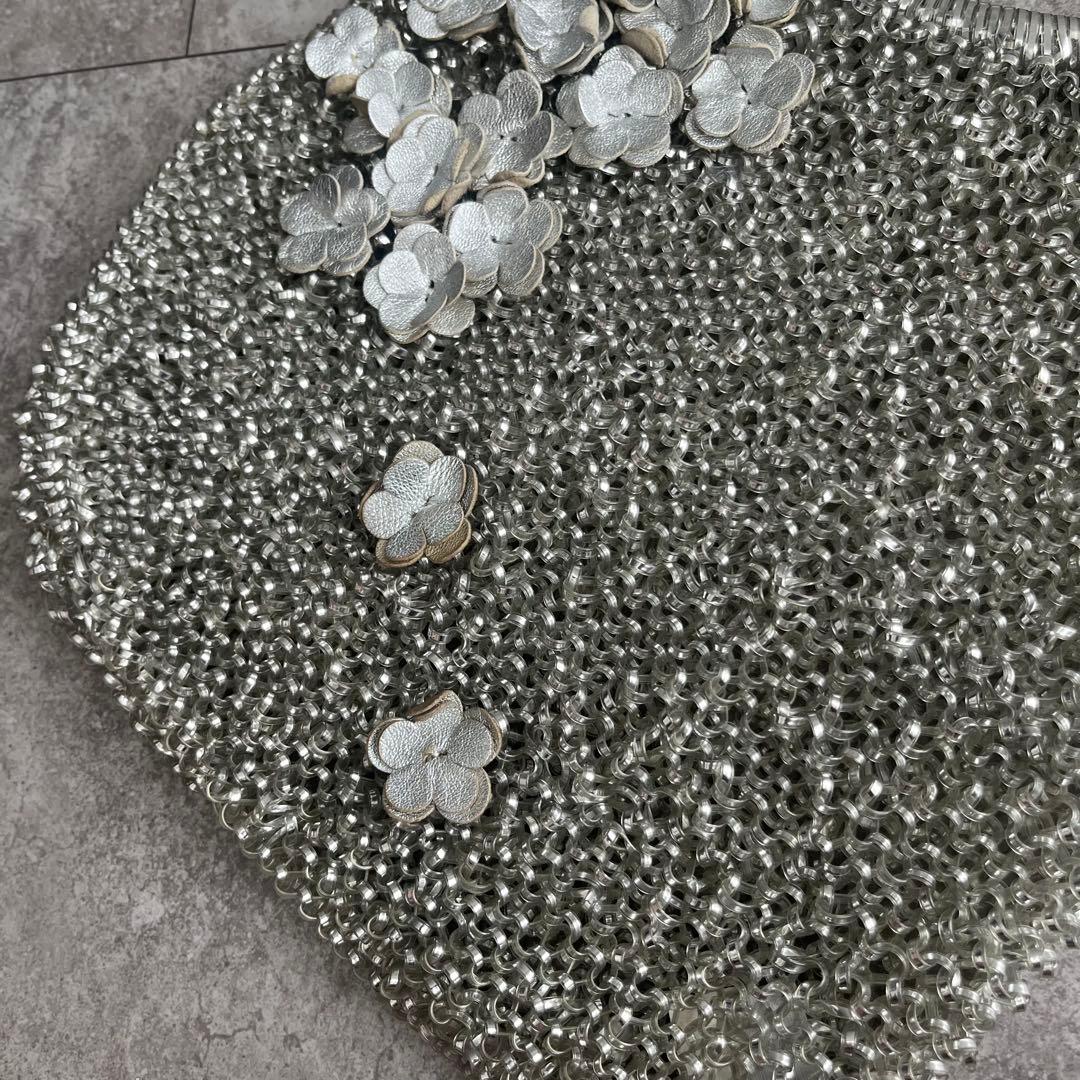 ANTEPRIMA ワイヤーバッグ ハンドバッグ シルバー　フラワービジュー