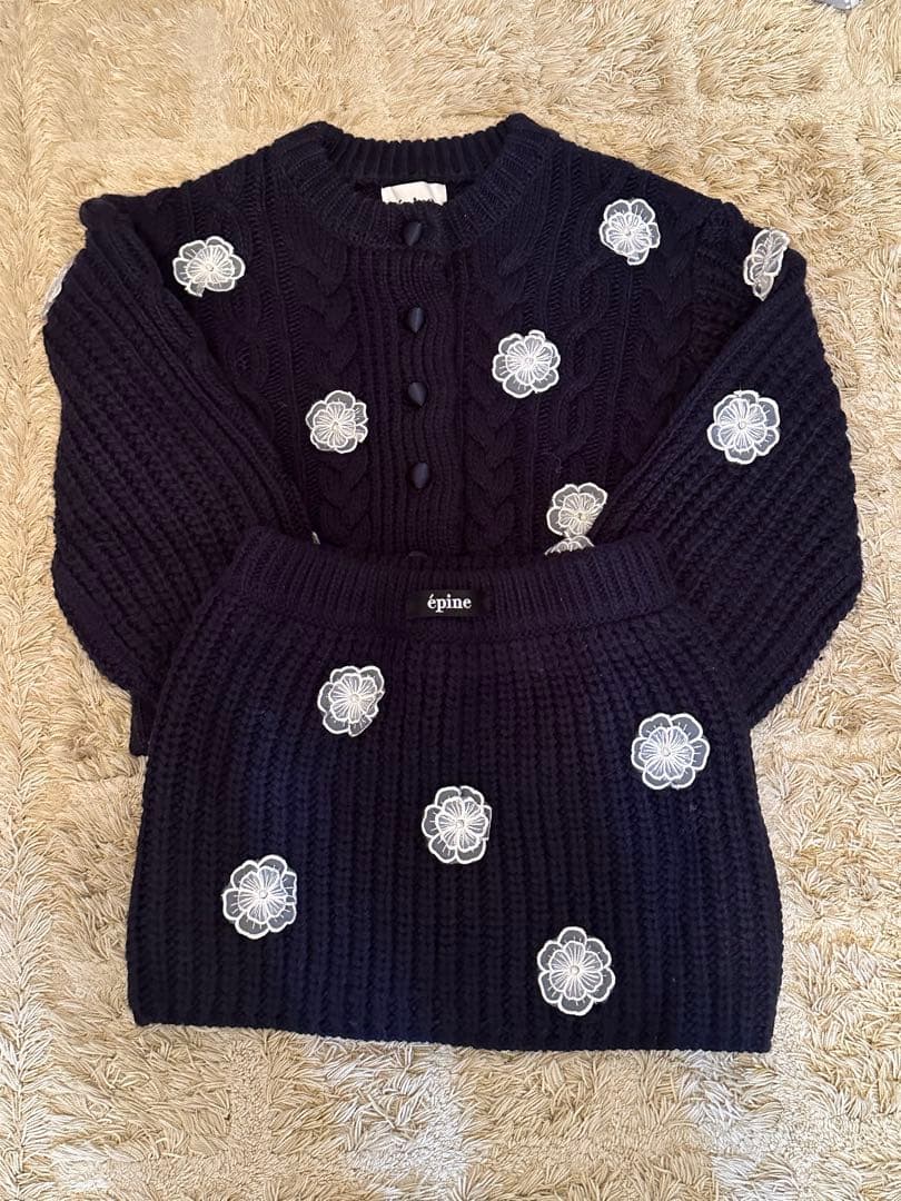 トップス epine flower cable knit cardigan