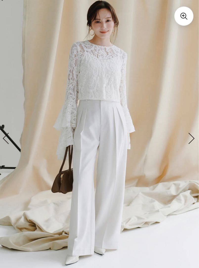 anuans ミッドウェイトツータックワイドパンツ