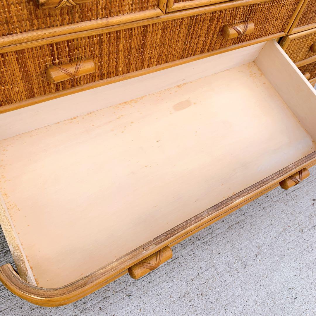 ラタン9杯チェスト 昭和レトロ エスニック アジアン 籐家具 ラタン 古民具