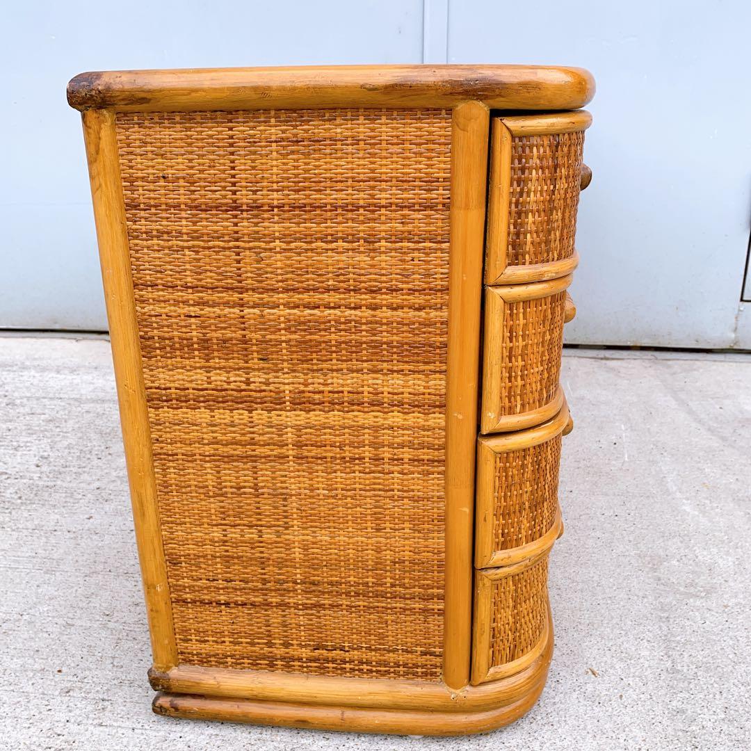 ラタン9杯チェスト 昭和レトロ エスニック アジアン 籐家具 ラタン 古民具