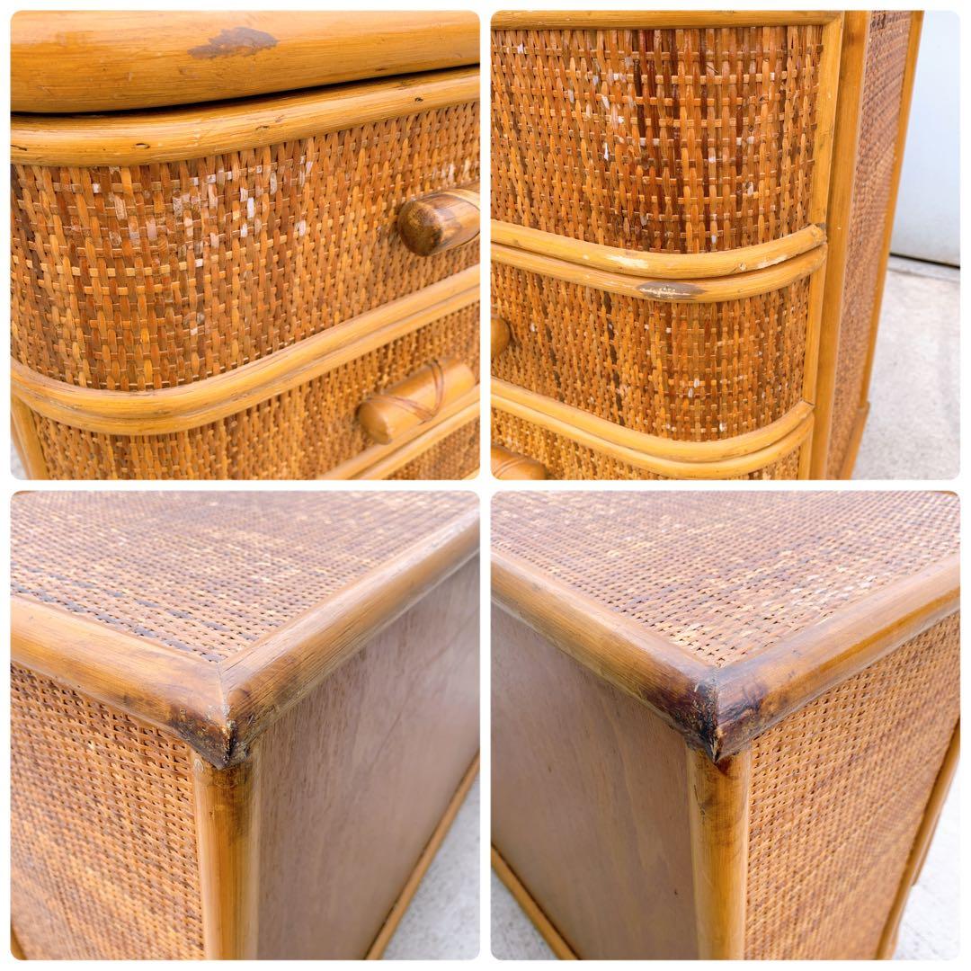 ラタン9杯チェスト 昭和レトロ エスニック アジアン 籐家具 ラタン 古民具