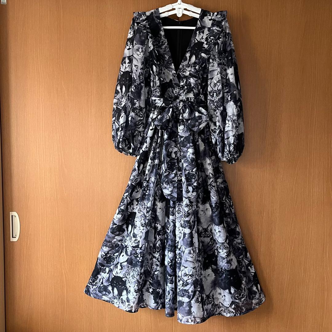 mmts unoaコラボ　猫まみれ　シフォンワンピース　猫柄