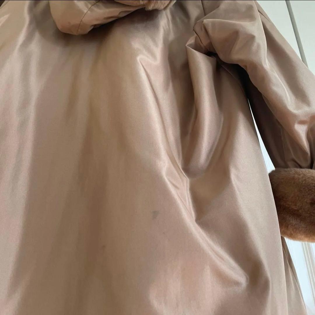 バルマン BALMAIN シルク コート ロング ファー付き 9号