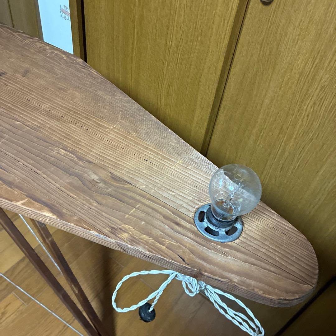 ヴィンテージ 折りたたみ　アイロン台 ウッド　木製　アンティーク 照明付　ライト