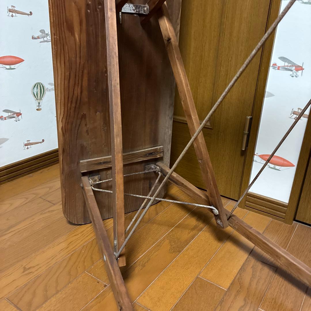 ヴィンテージ 折りたたみ　アイロン台 ウッド　木製　アンティーク 照明付　ライト