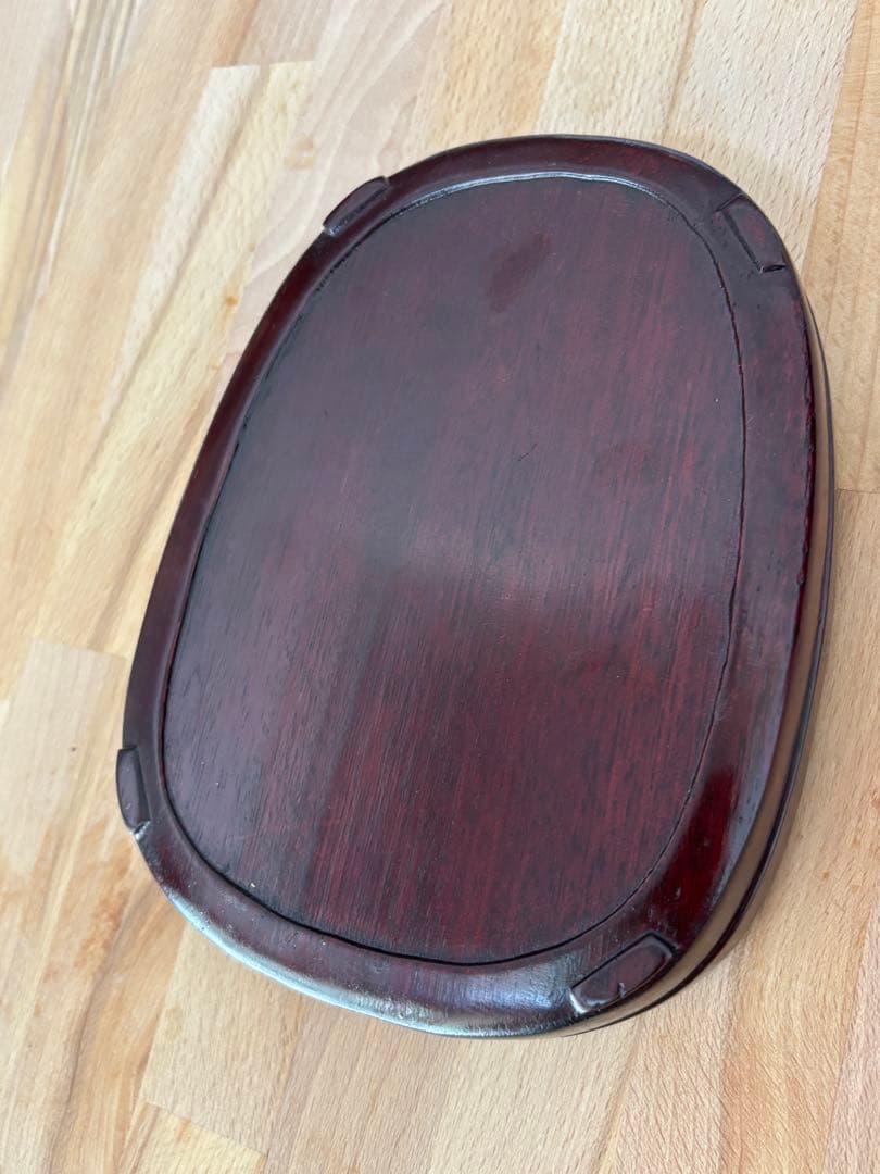 書道　硯　麻子坑端溪硯 三辺花 楕円七吋