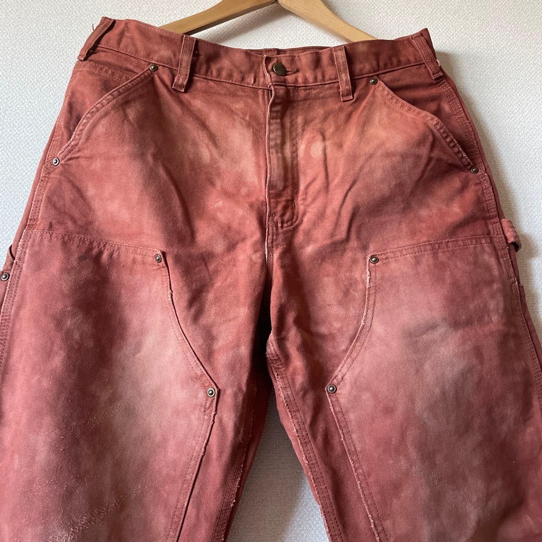 【鬼フェード】　carhartt カーハート ダブルニーパンツ 茶色　W32