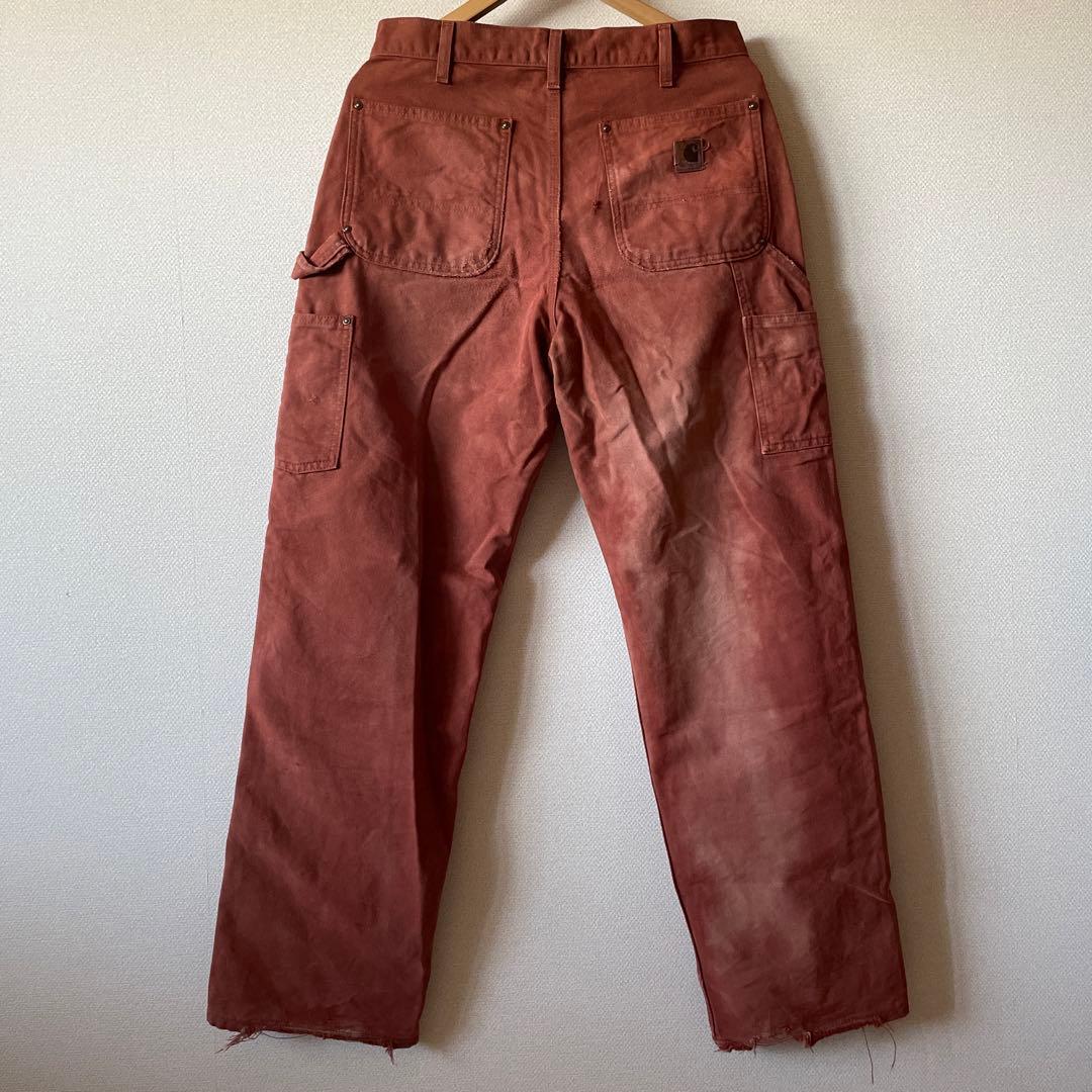 【鬼フェード】　carhartt カーハート ダブルニーパンツ 茶色　W32
