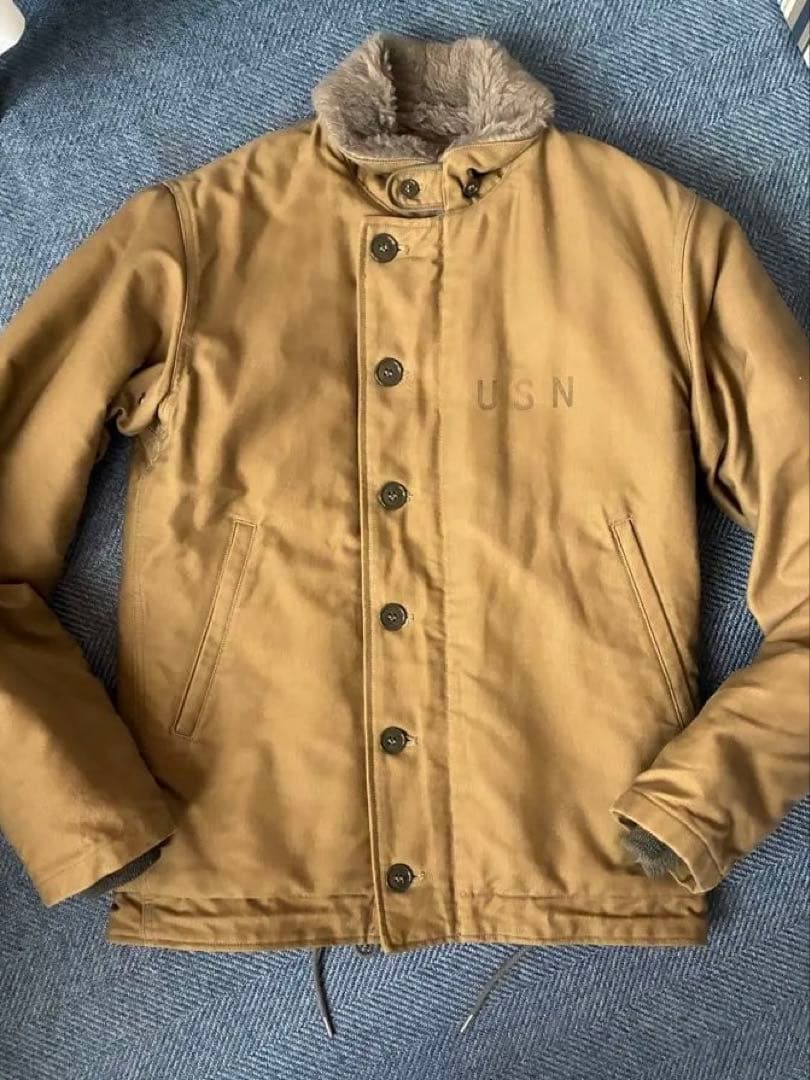 USN ブラウン ミリタリージャケット X-Small