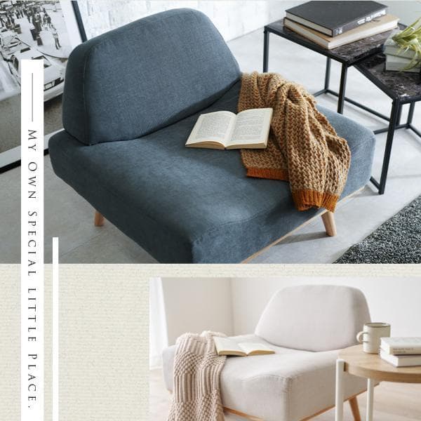 アウトレット【限定品・新品】北欧風★1人掛け アームレスソファ【ライトグレー】