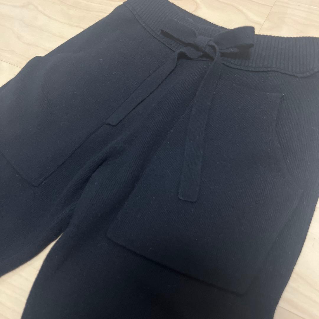 Drawer ドゥロワー　ウール カシミヤ ニット ジョガーパンツ　ブラック