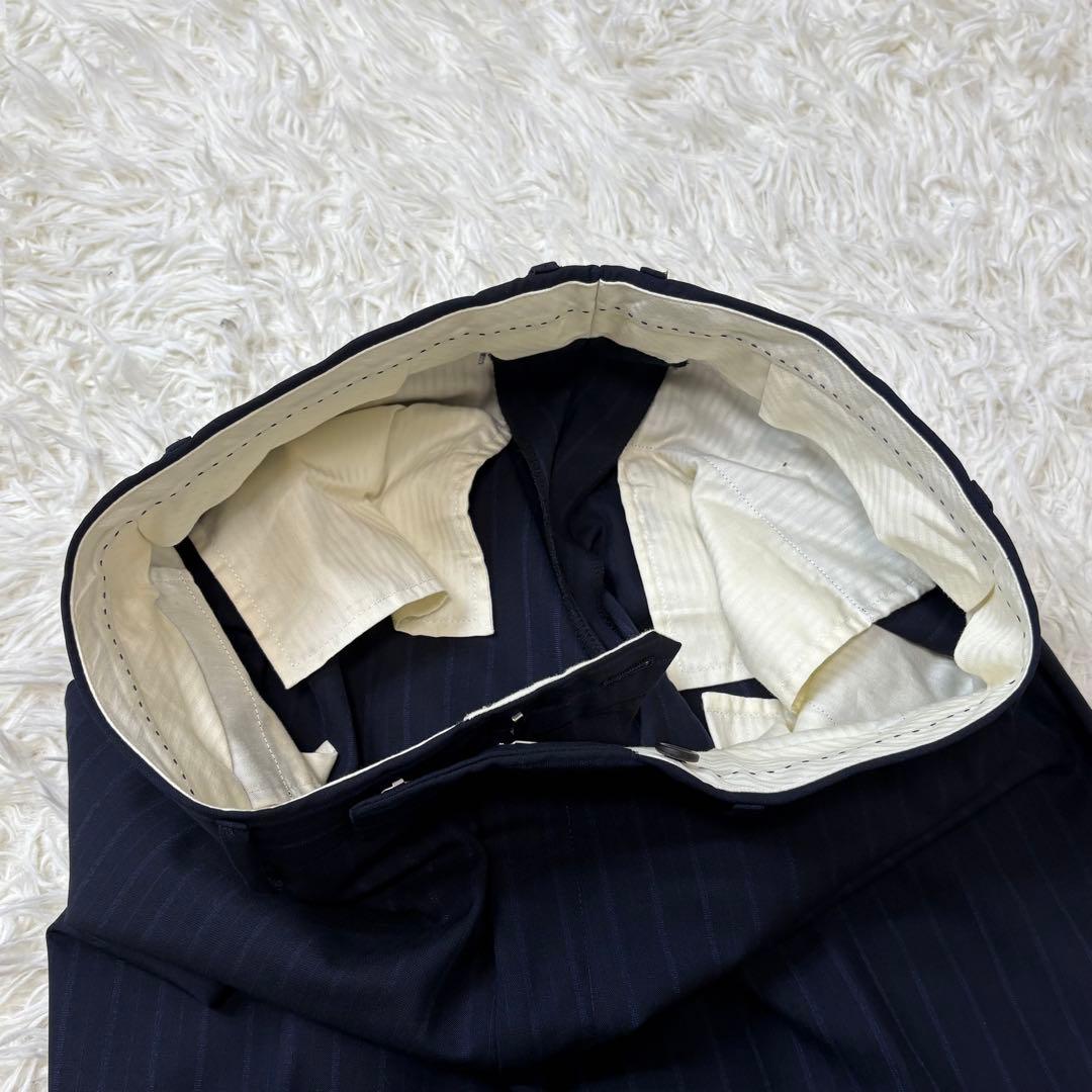 Paul Smith ポールスミス スーツ シルク混 ストライプ ネイビー XL