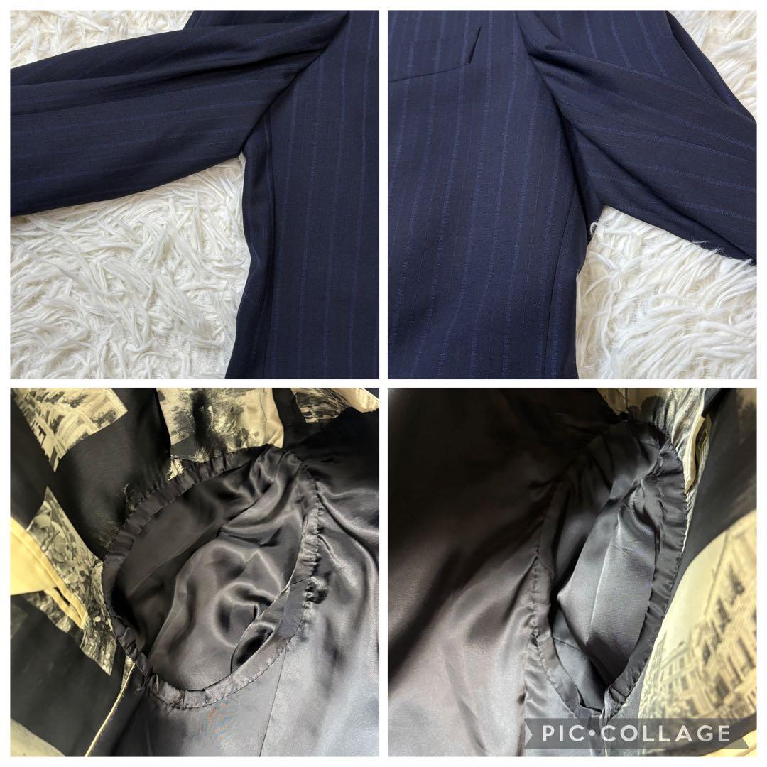 Paul Smith ポールスミス スーツ シルク混 ストライプ ネイビー XL