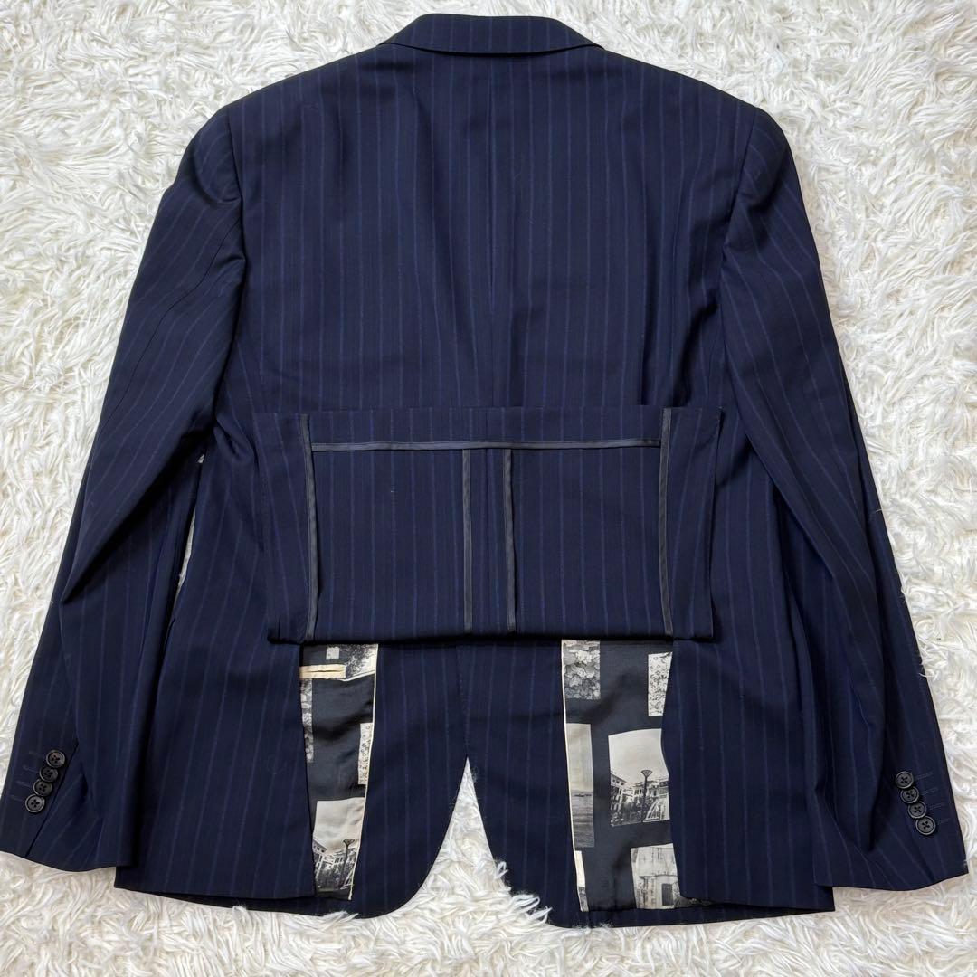 Paul Smith ポールスミス スーツ シルク混 ストライプ ネイビー XL