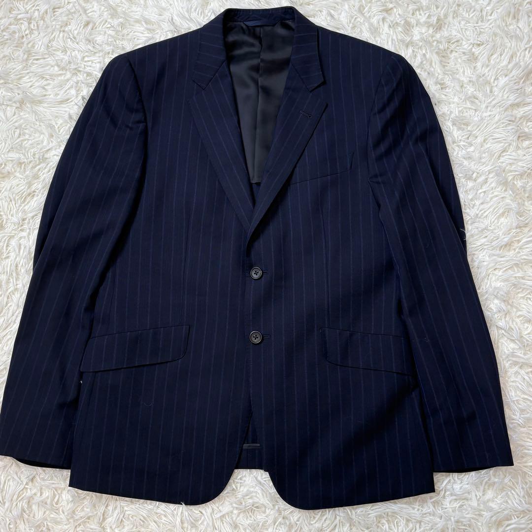 Paul Smith ポールスミス スーツ シルク混 ストライプ ネイビー XL