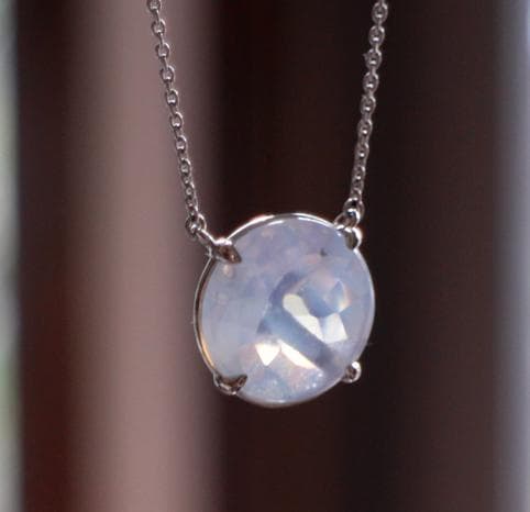 ★スタージュエリー★K18WGムーンストーンネックレス18金ホワイトゴールド