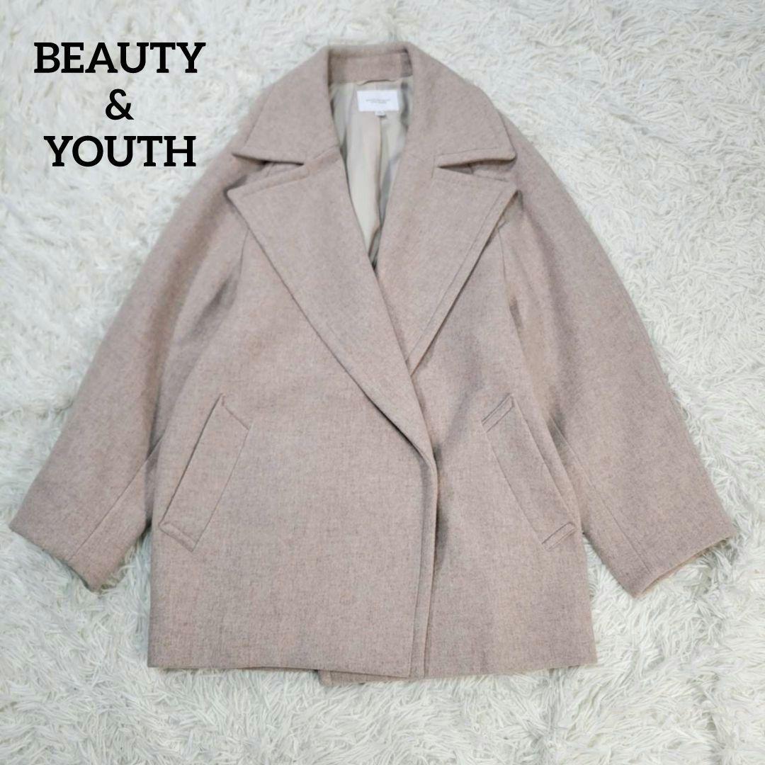 美品☆ビューティー&ユース MANTECO メルトンメランジミドルコート　M