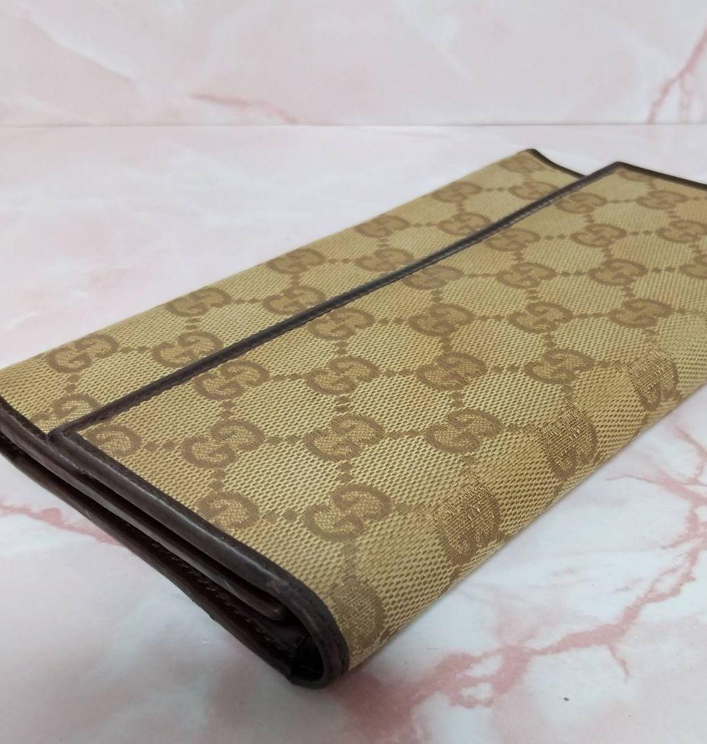 GUCCI グッチ 長財布 GGキャンバス ロングウォレット ベージュ系