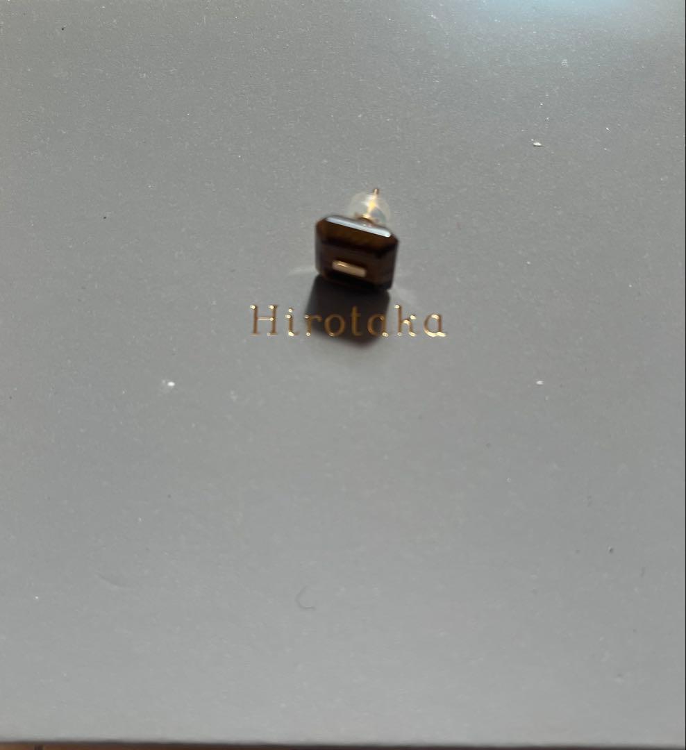 新品　ヒロタカ　ネイキッド スクエア ストーンスタッド ピアス　タイガーアイ