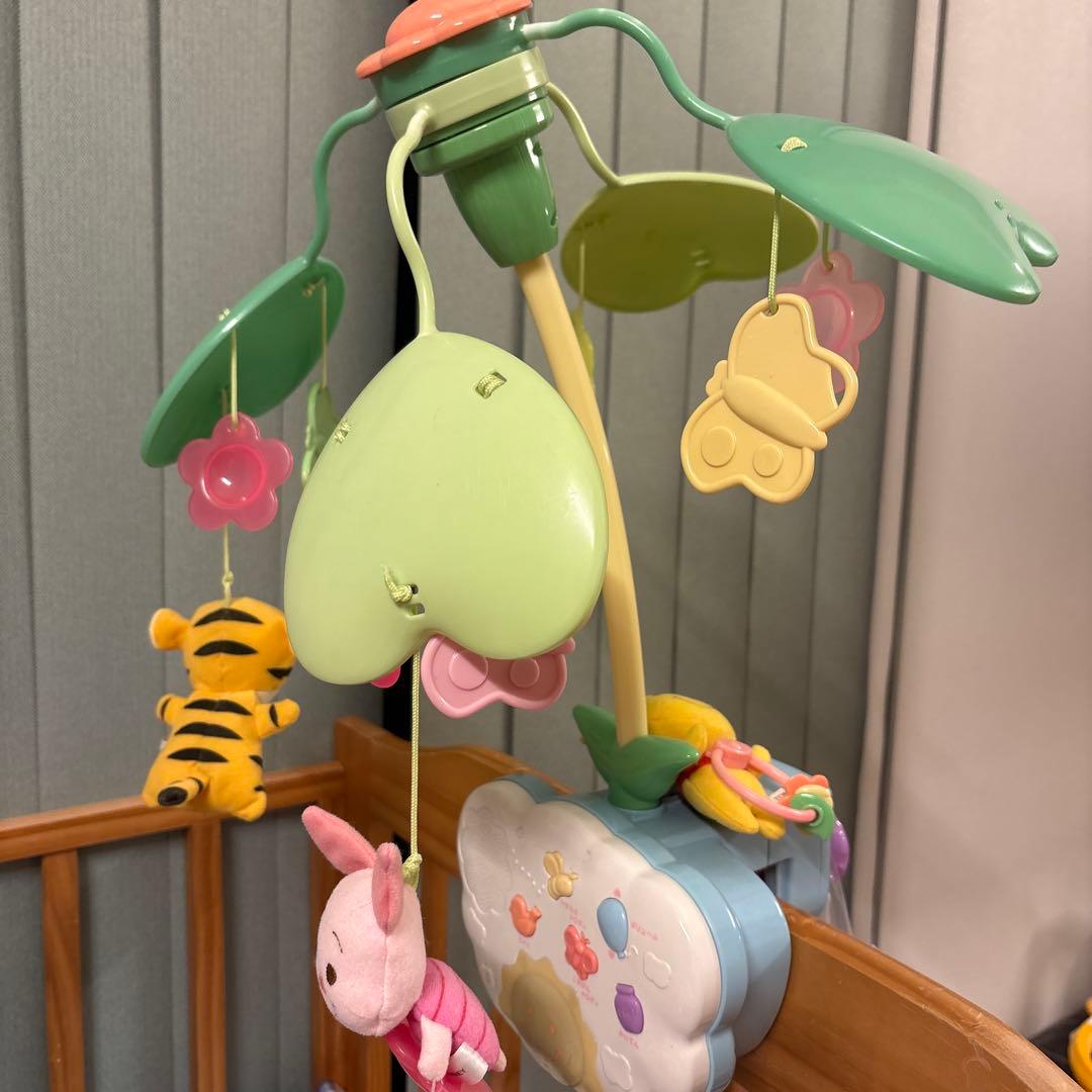 直接取引　３点　木製2段式ベビーベッド　収納付き　ベビーバス　ディズニーメリー付