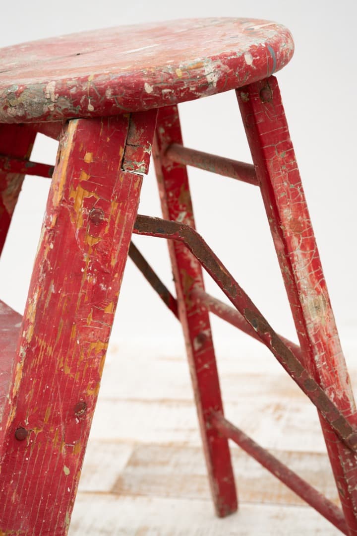 イス スツール ラダー 木製 ペイント アンティーク 椅子 店舗 什器