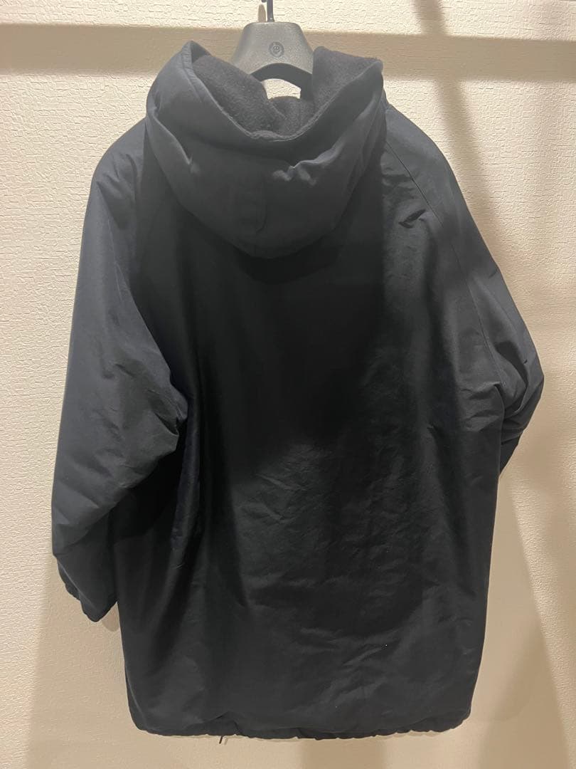 yosh1 COMOLI コットンシルクフーデッドコート navy