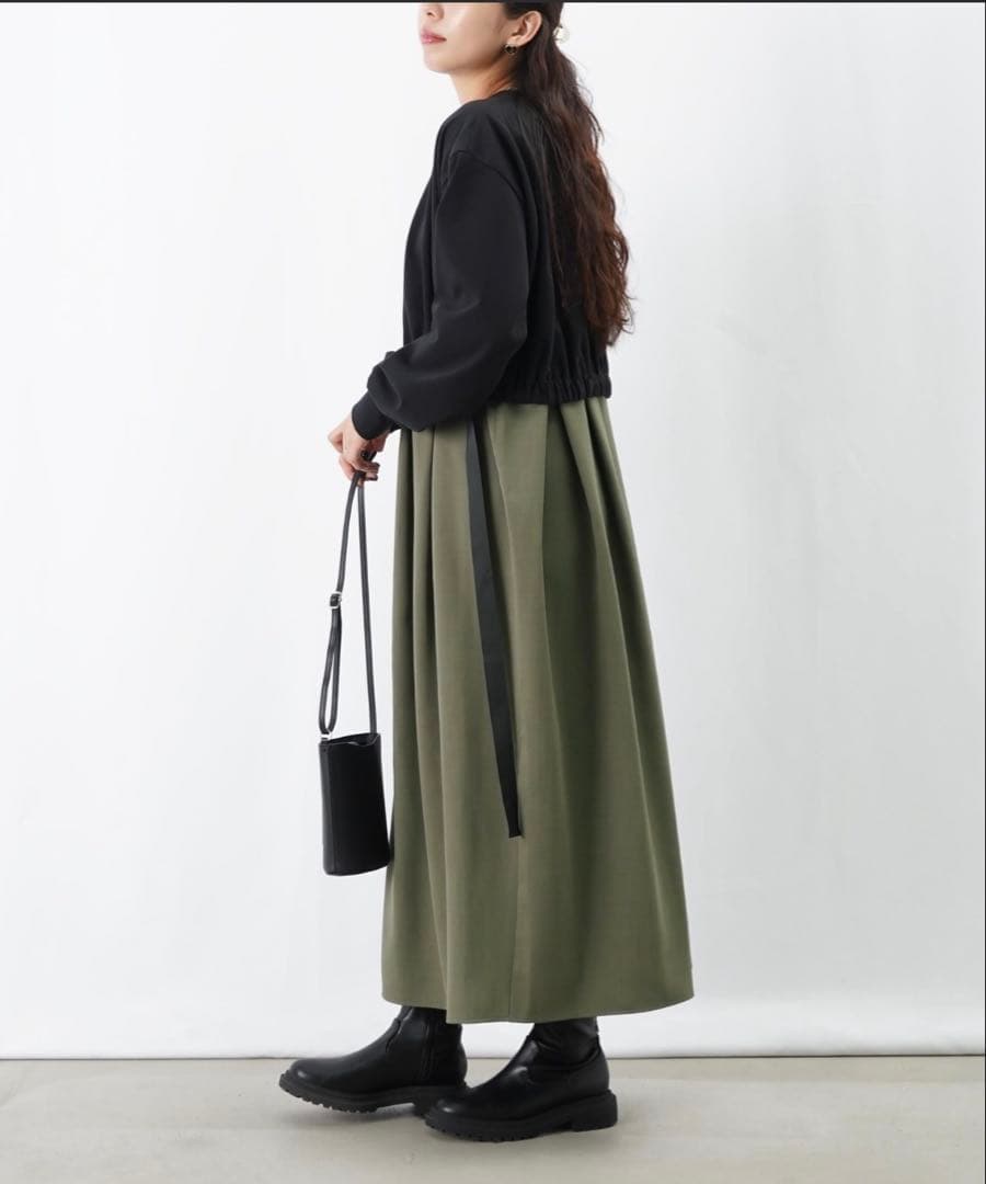 LUCA/LADY LUCK LUCA LC/LLL カット布帛切替ワンピース