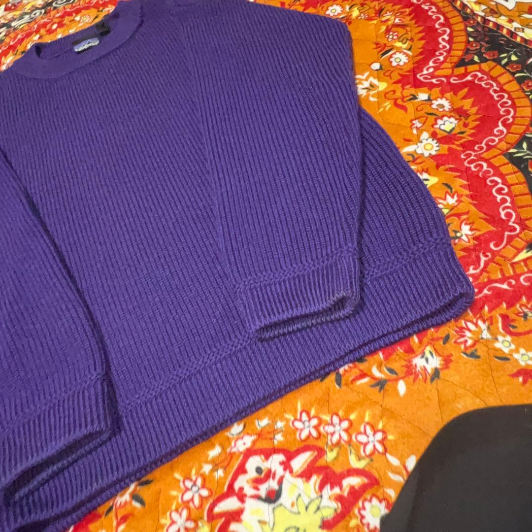 wool100％ 90's Patagonia 紫色 リブ編み セーター