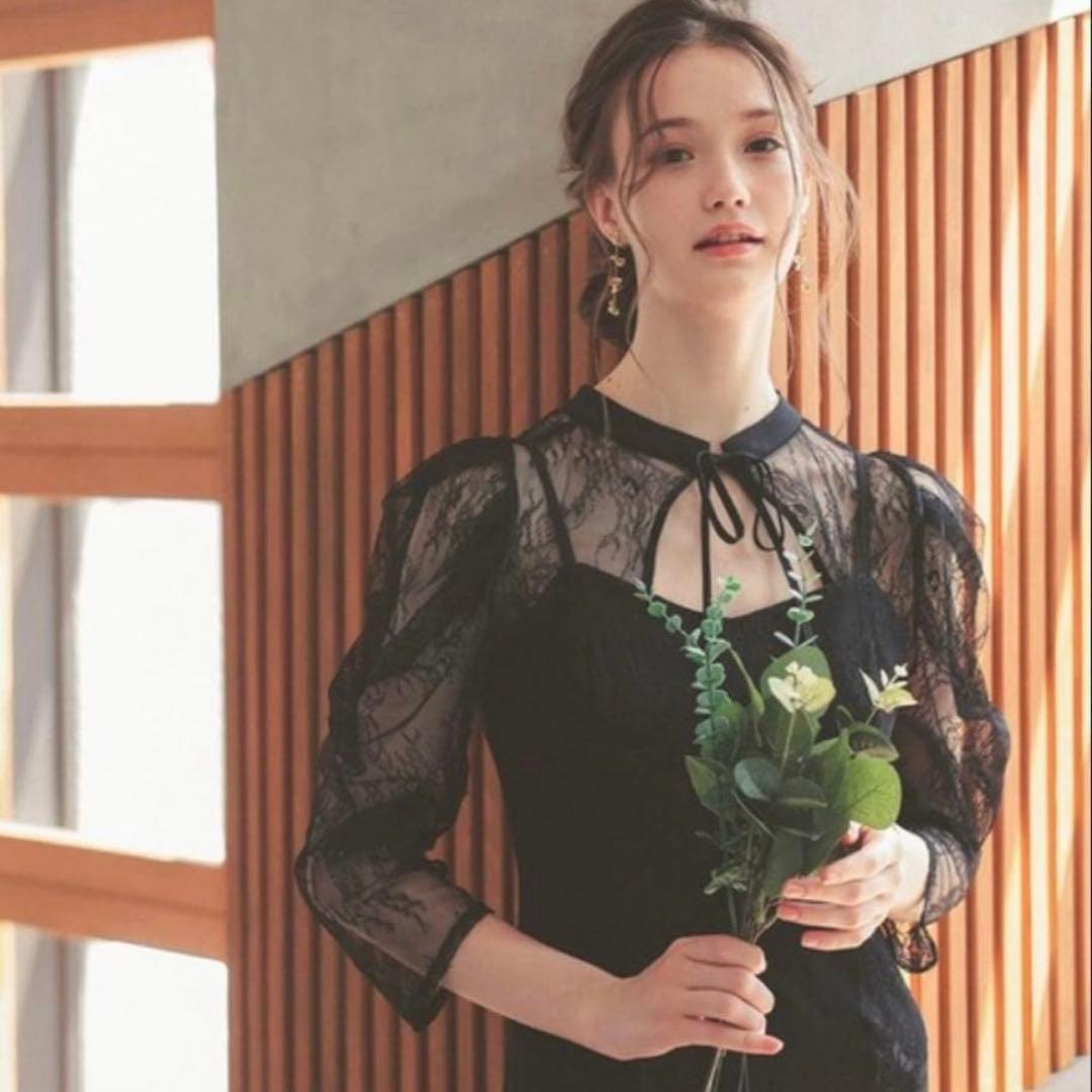 Dorry Doll ボレロレイヤーレースドレス　ブラック　結婚式　お呼ばれ M