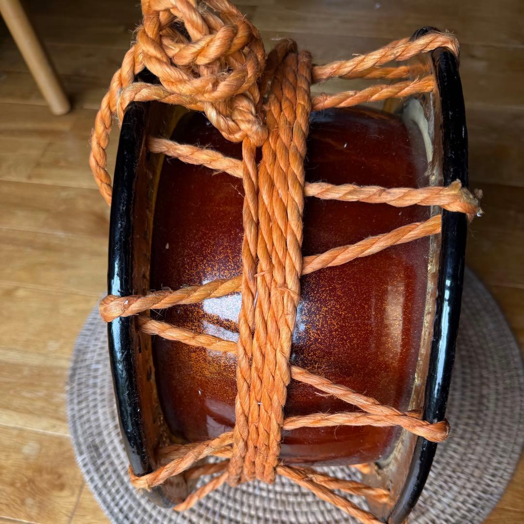 柚*な様 京都で購入　ヴィンテージの手作り　和太鼓 木製 ロープ編み