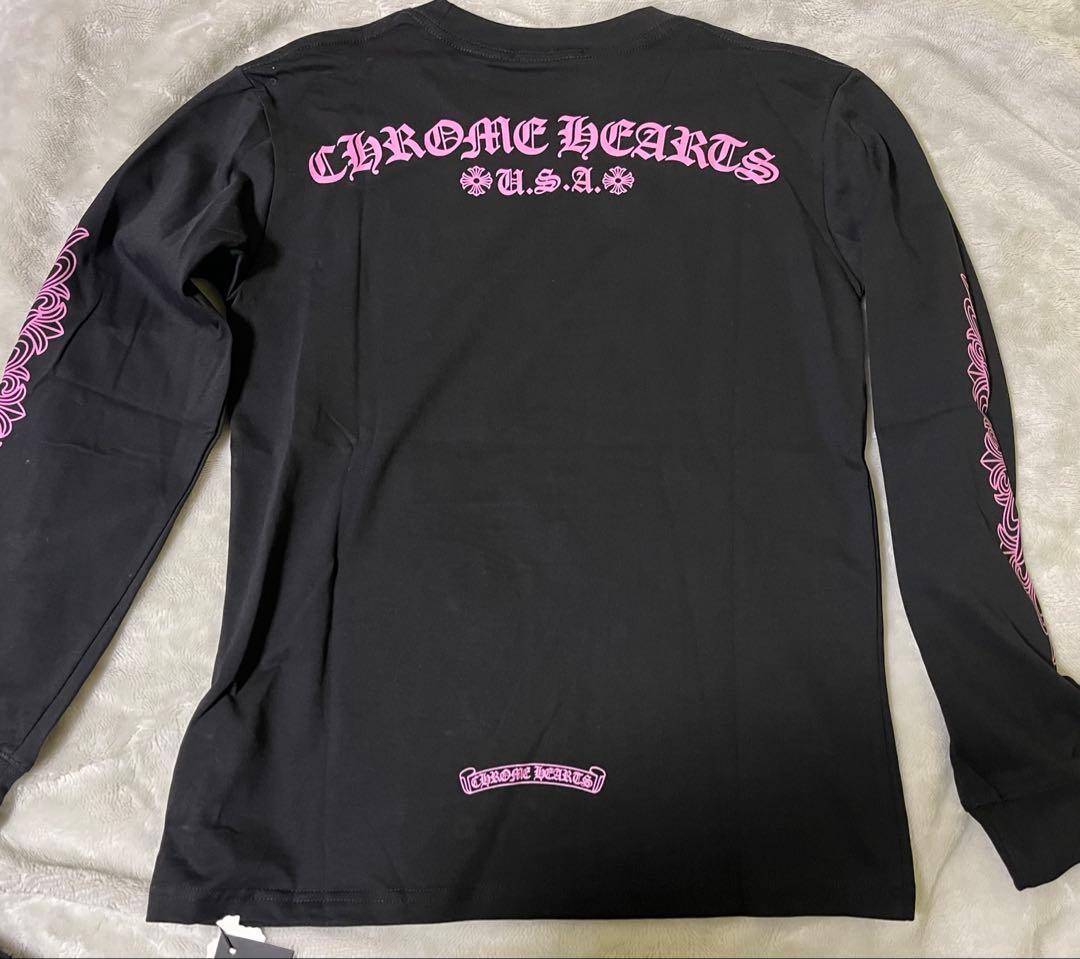 CHROME HEARTS ブラック長袖カットソー ピンク