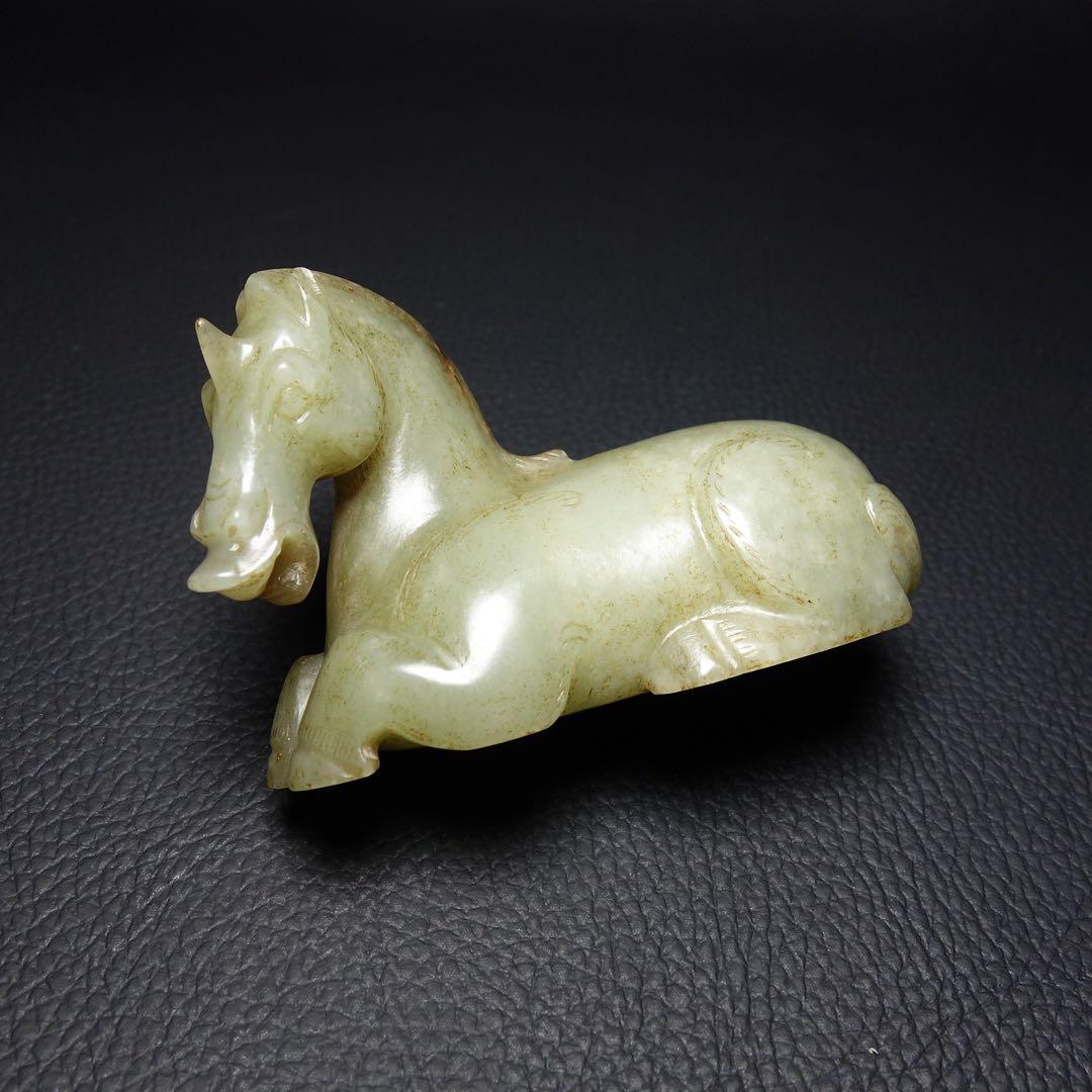 宋代 和田玉 天馬 T彫刻 置物 和田玉製 時代物 中国古美術 本玉旧家蔵出し