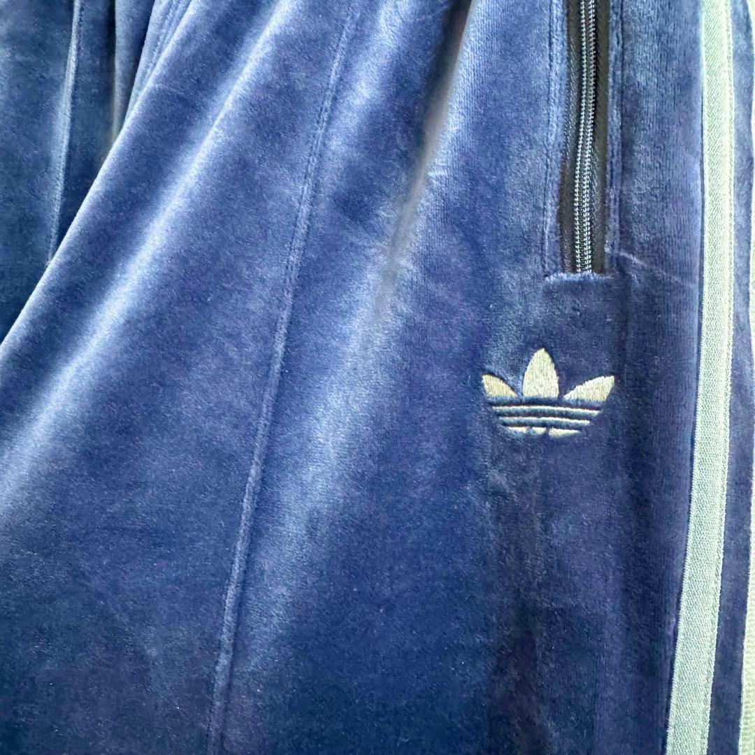 adidas ベロア　トラックパンツ　S アディダス　ネイビー