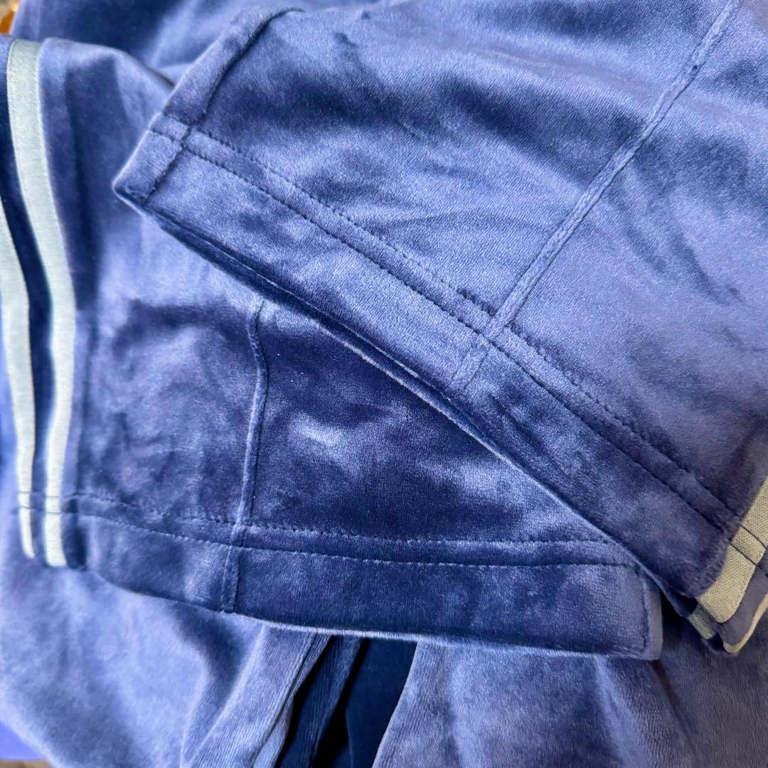 adidas ベロア　トラックパンツ　S アディダス　ネイビー