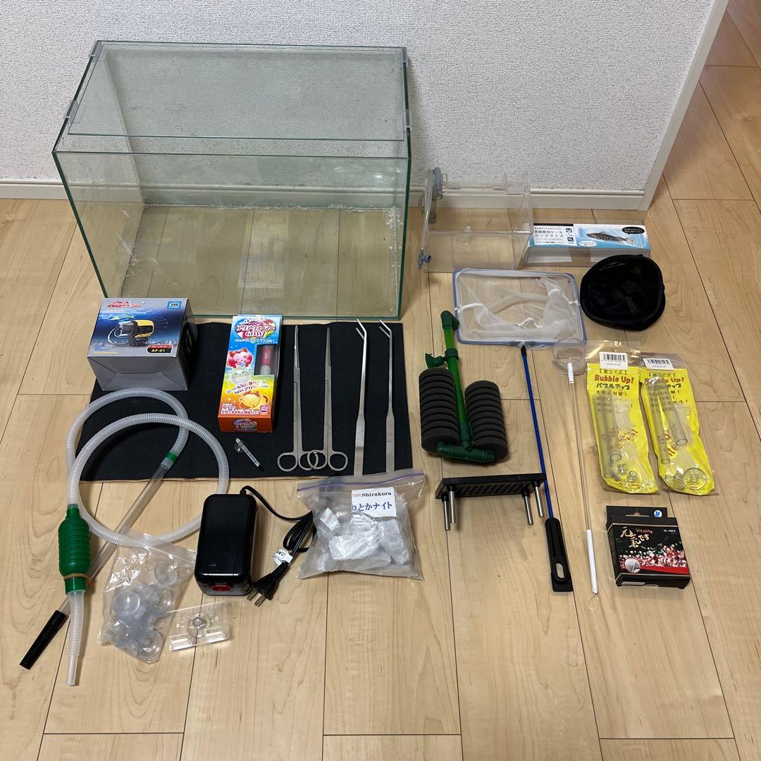 水槽セット ガラス製45cm水槽　ヒーター　ポンプ等　一式