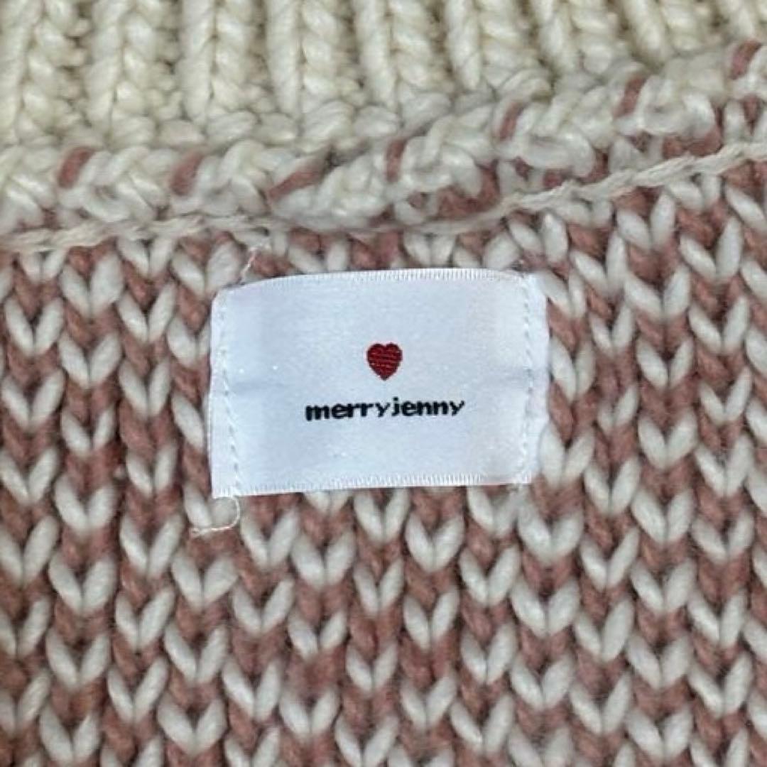 【美品】Y043 メリージェニー roseカウチンニット F ピンク ハート