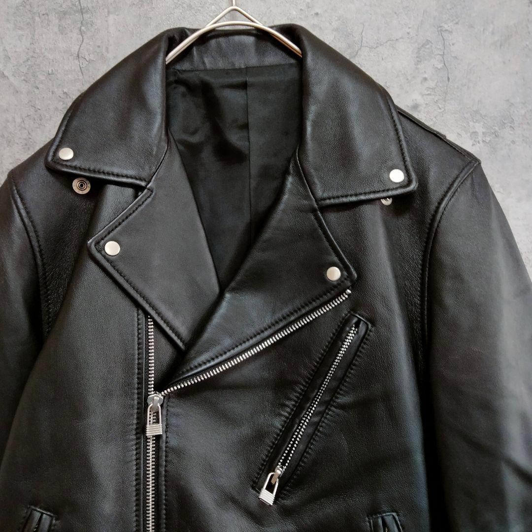 美品　アテニア　ラムレザー　ライダース　シングル　革ジャン　ブラック 9号　M