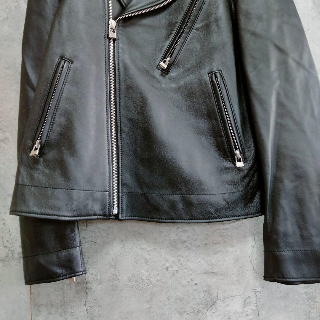 美品　アテニア　ラムレザー　ライダース　シングル　革ジャン　ブラック 9号　M