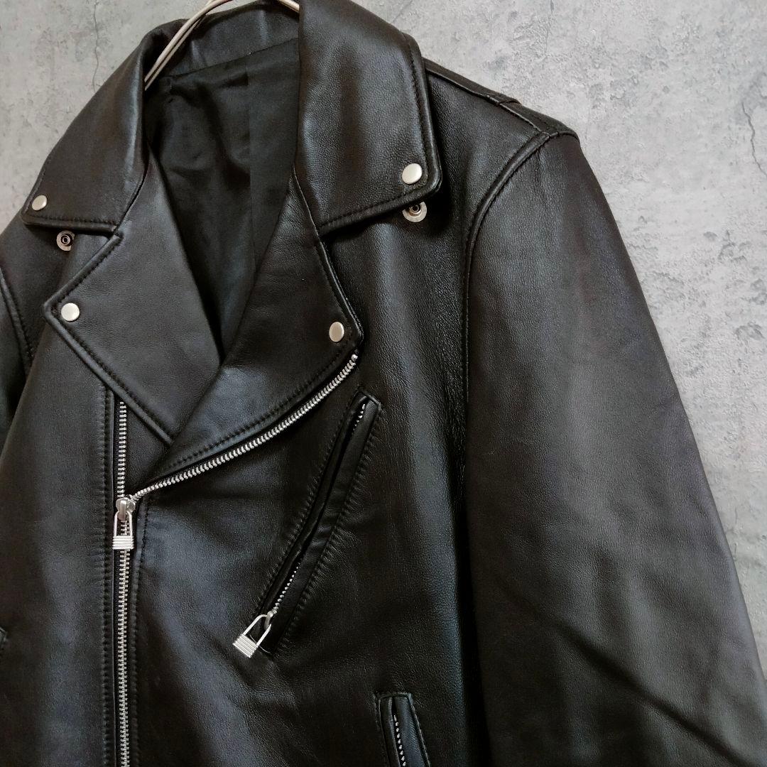 美品　アテニア　ラムレザー　ライダース　シングル　革ジャン　ブラック 9号　M